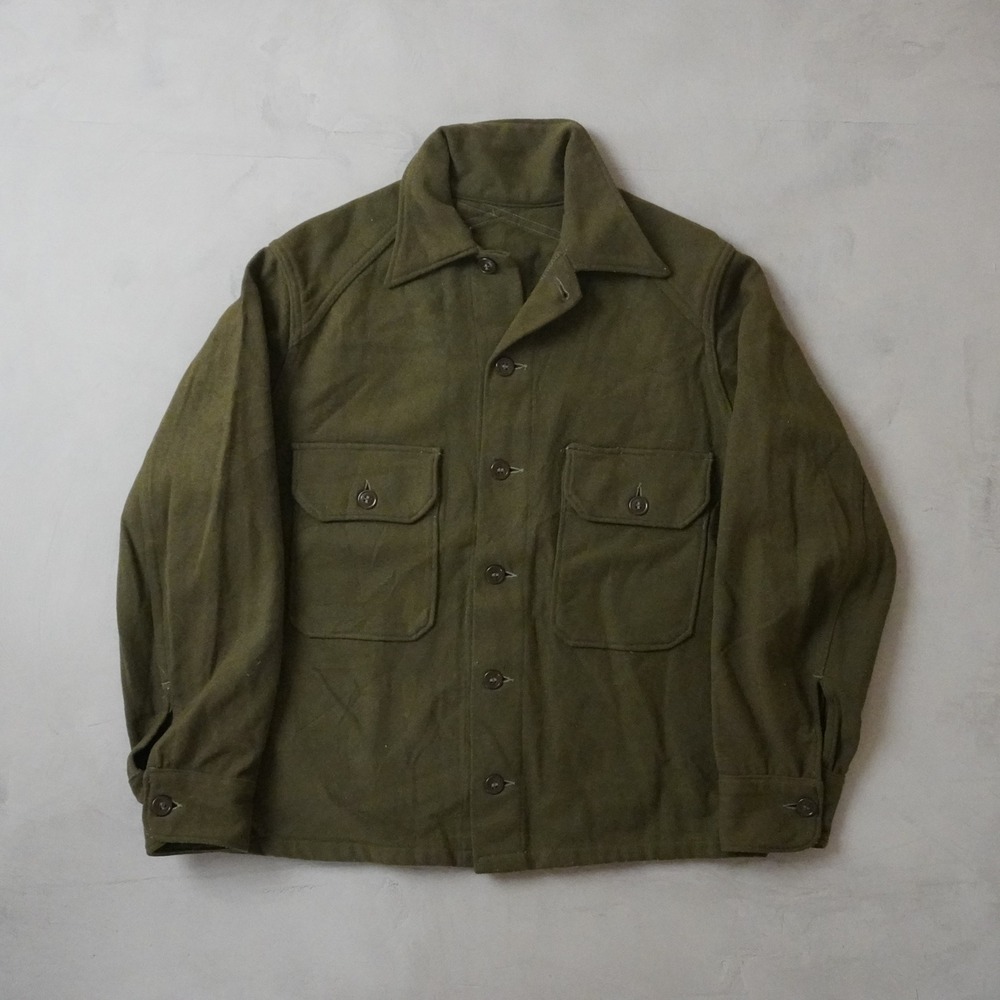 Vintage Military Wool Field Shirt Jacket Medium Mens Olive Green Utility 50s